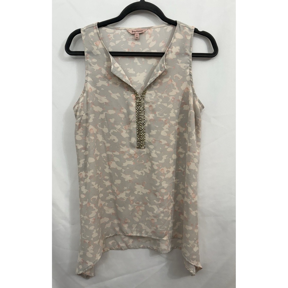Juicy Couture‎ Sleeveless Asymmetrical Hem Top W/Embellished Detail Size S
